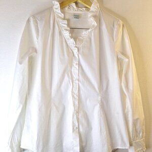 SUNDANCE Cotton Poplin Button Up Shirt Women's Sz L Western Regency Cottagecore